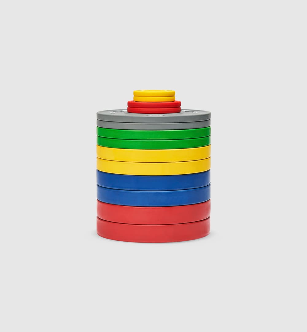 Coloured Bumper Plates (Set of 8) & 2.5kg Change Plates - 145kg